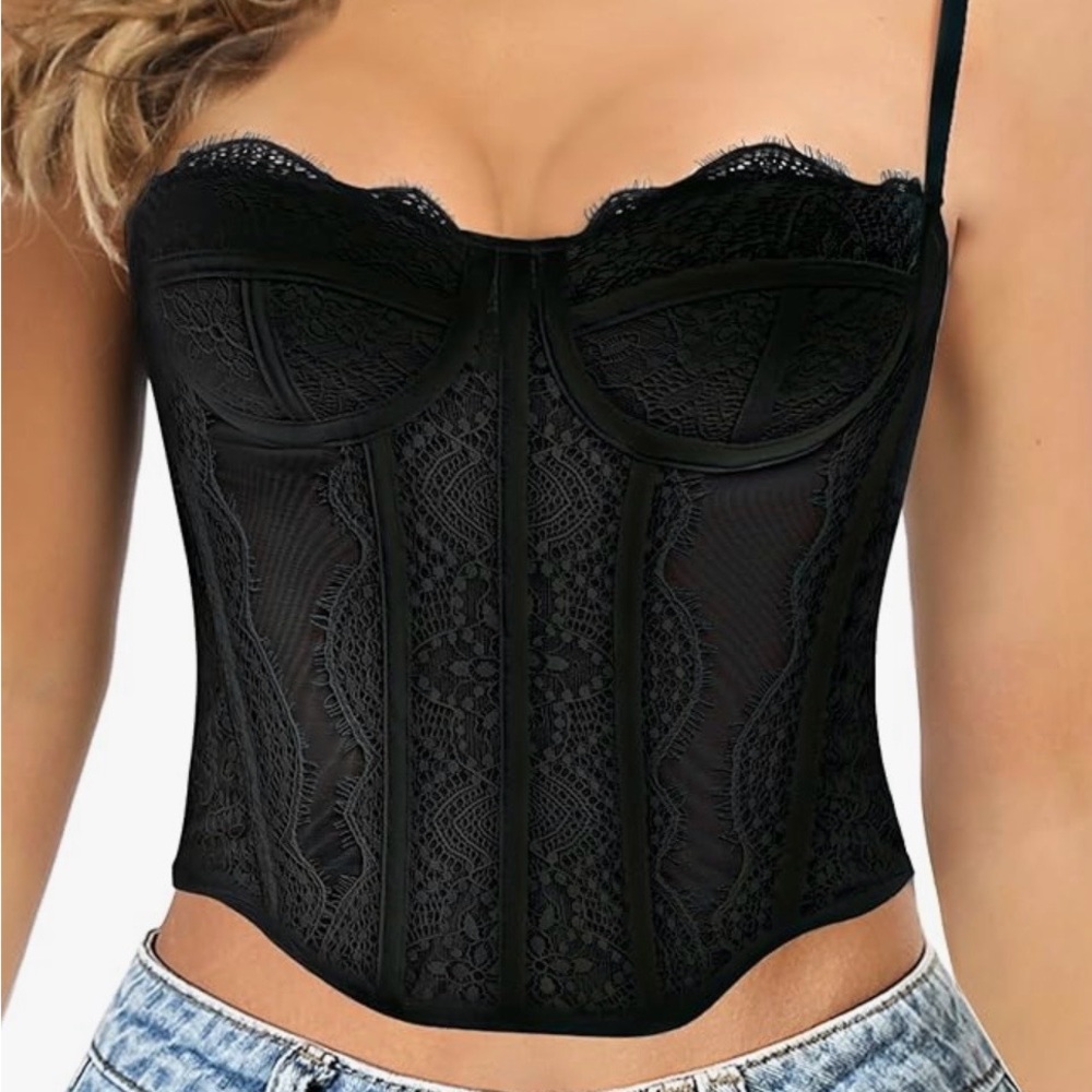 Black Lace Bustier Top